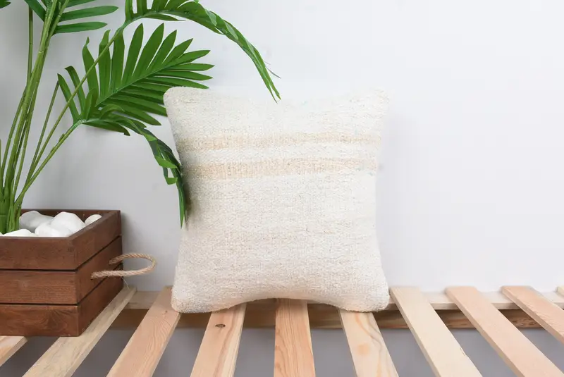 Turkish Kilim Pillow, Pillow Sham, Throw Kilim Pillow, Boho Pillow, Colorful Cushion, Bolster Throw Pillow Case, 12x12 White Cushion Cover - 1