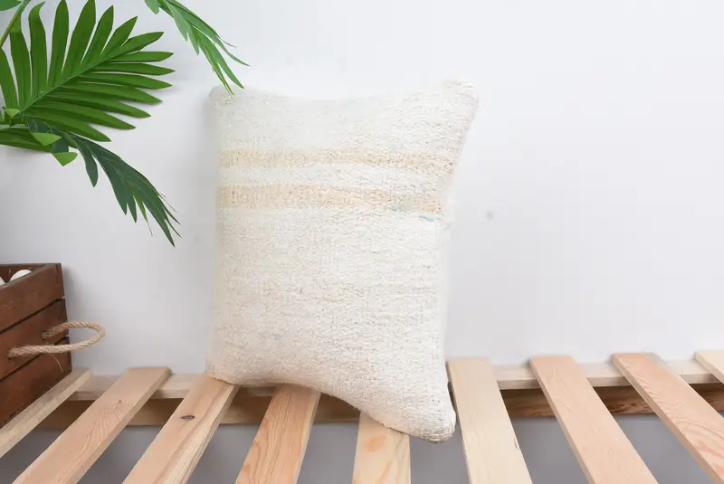 Turkish Kilim Pillow, Pillow Sham, Throw Kilim Pillow, Boho Pillow, Colorful Cushion, Bolster Throw Pillow Case, 12x12 White Cushion Cover - 5
