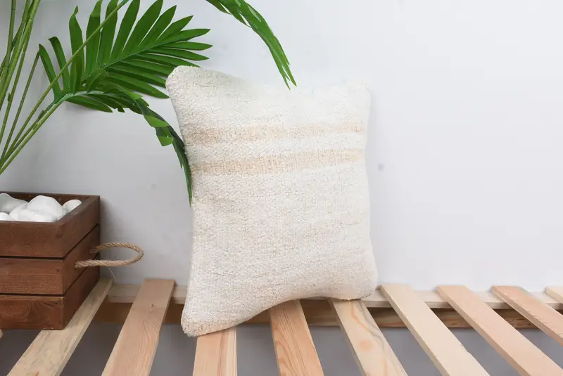Turkish Kilim Pillow, Pillow Sham, Throw Kilim Pillow, Boho Pillow, Colorful Cushion, Bolster Throw Pillow Case, 12x12 White Cushion Cover - 4