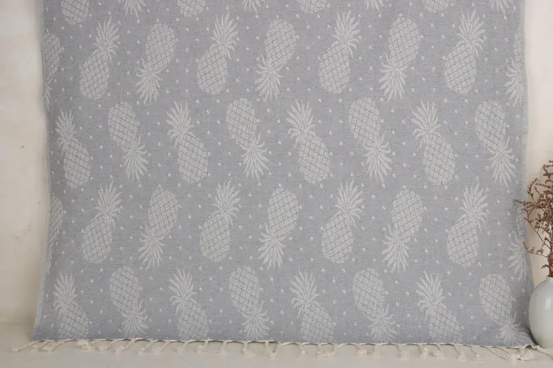 Personalized Gray Pineapple Patterned Towel, 40x79 Inches
