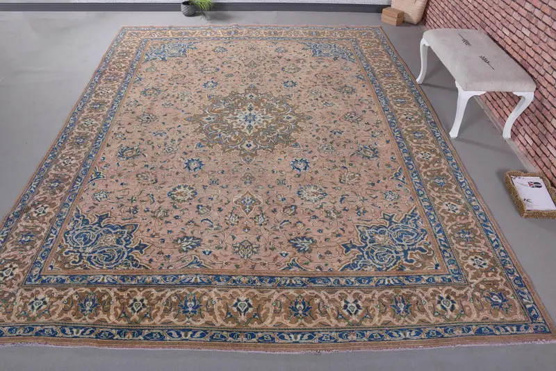 9.4x12.2 フィート ラグ、鮮やかなオンブレ オレンジ & ブルー