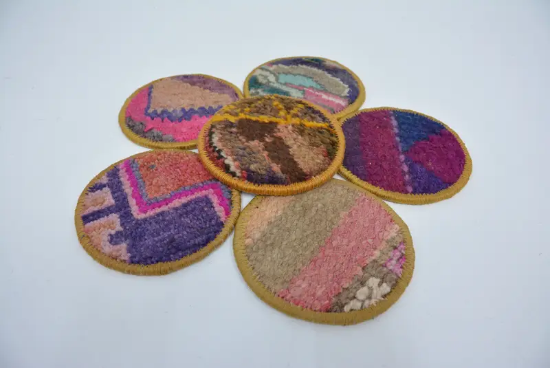 Bohem Yuvarlak Bardak Altlığı, Pembe ve Bronz İçecek Altlığı