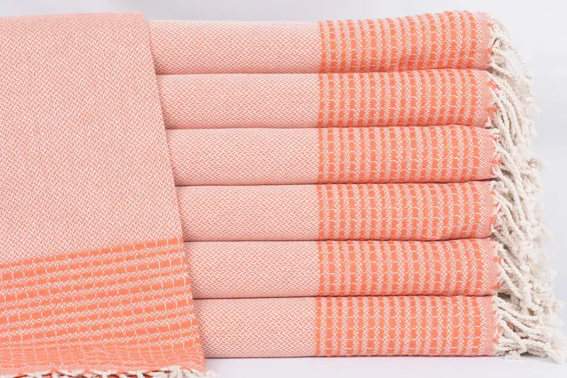 Personalized Turkish Bath Towel Monogram, Orange, 69x36 Inches