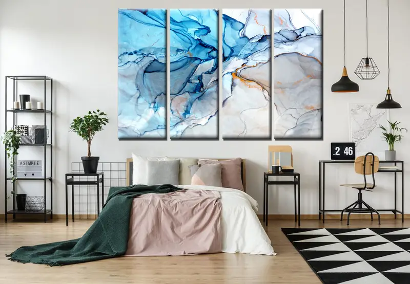 Marble Canvas Art, Abstract Marble Art, Large Wall Art, Marble Print, Marble Decor, Marble Canvas Print, Blue Marble Art, Modern Wall Art - 2