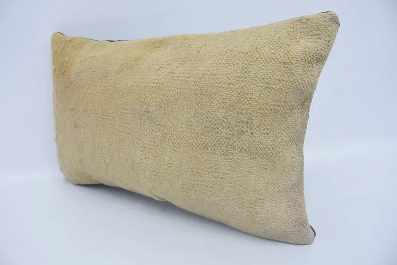 Cotton Cushion Cover, Farmhouse Pillow, Boho Pillow, Vintage Kilim Pillow, Office Chair Pillow Cover, Cushion, 12x20 Beige Pillow Case, Gift Pillow - 4