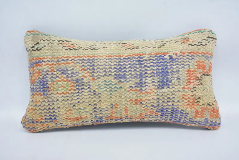Boho Pillow Sham Cover, Kilim Pillow, Interior Designer Pillow, Pillow Cover, 8x16 Beige Pillow Sham, Traditional Pillow Sham - 1