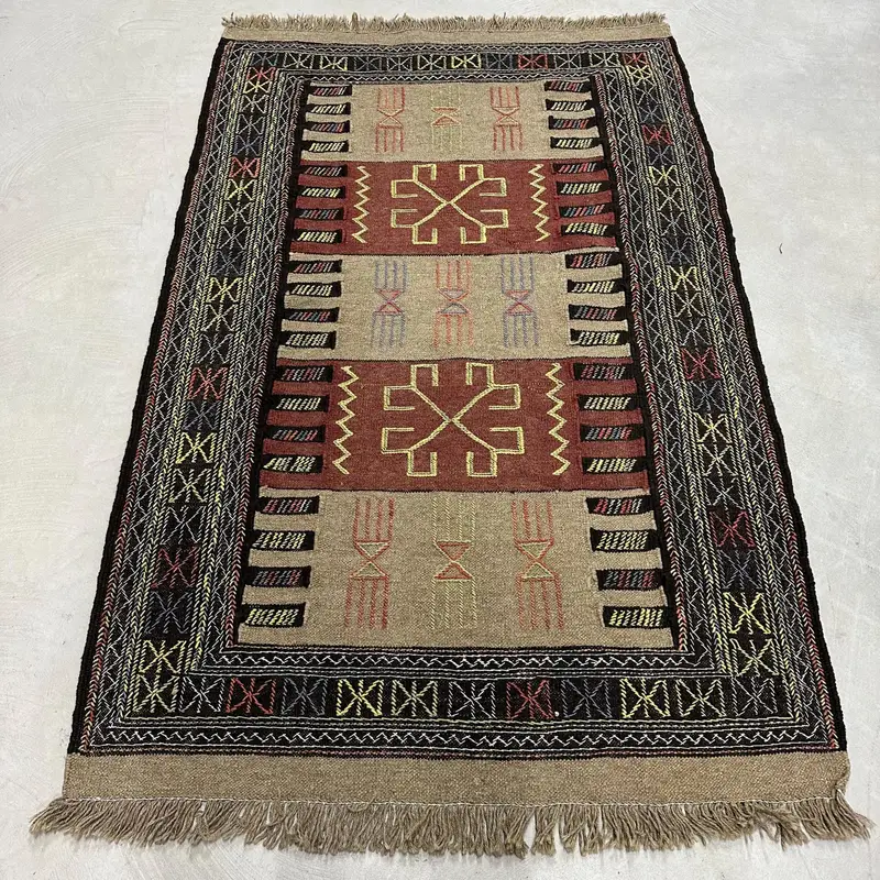 Alfombra del suroeste en color marrón y morado, decoración elegante de 3,7 x 6 pies