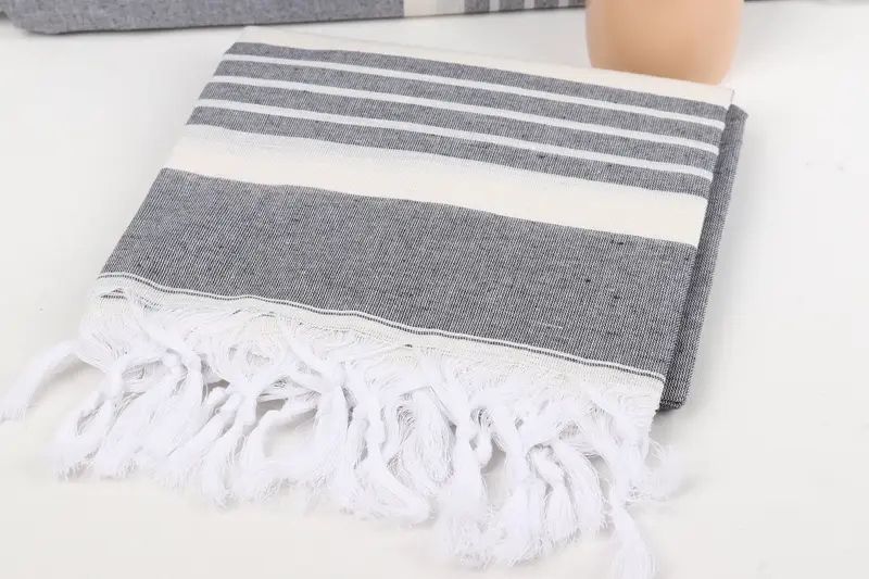 70x40 Cotton Striped Towel, Sand-free towel, Wedding Gift, Spa Towel, Turkish beach towel with fringe, Luxury towel, Personalize Gift, Yoga Towel - 5