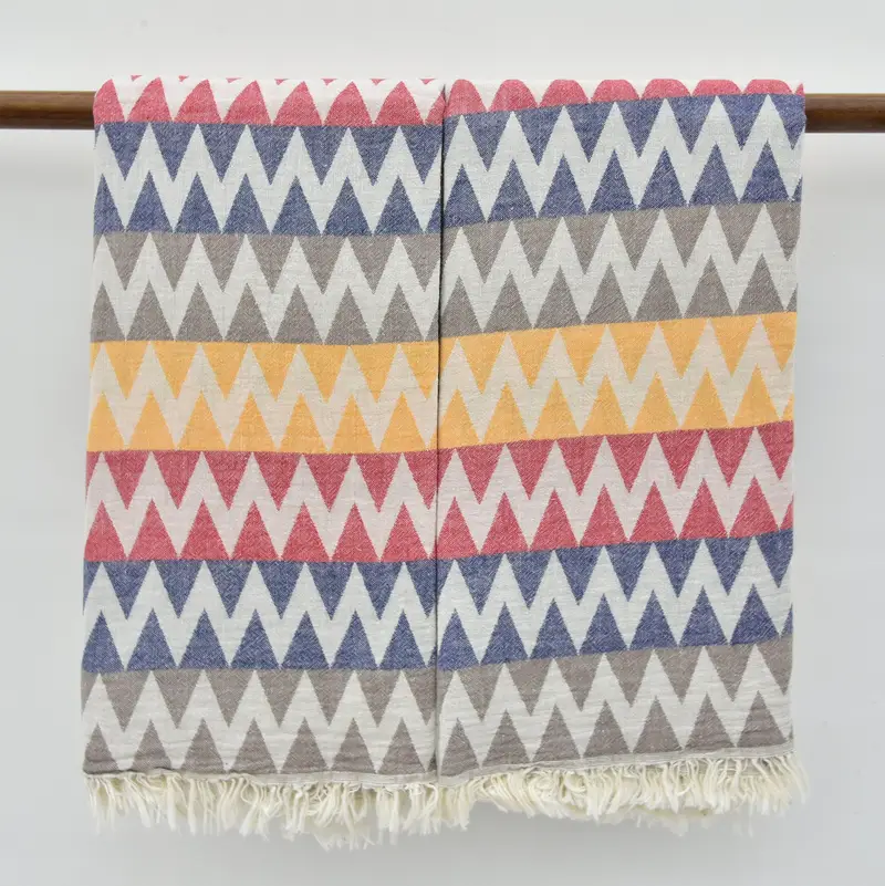 Custom Wedding Gift, Family Gift Basket, Cotton towel, Bachelorette Party Favors Beach, Thin towel, 70x40 Cotton Zigzag Design Towel, Pool Towels - 4