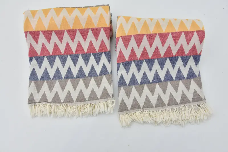Custom Wedding Gift, Family Gift Basket, Cotton towel, Bachelorette Party Favors Beach, Thin towel, 70x40 Cotton Zigzag Design Towel, Pool Towels - 6