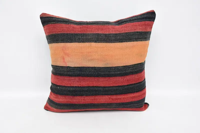Turkish Red Pillow, Decorative Gift Striped Square College Dorm Decor Cushion - 1