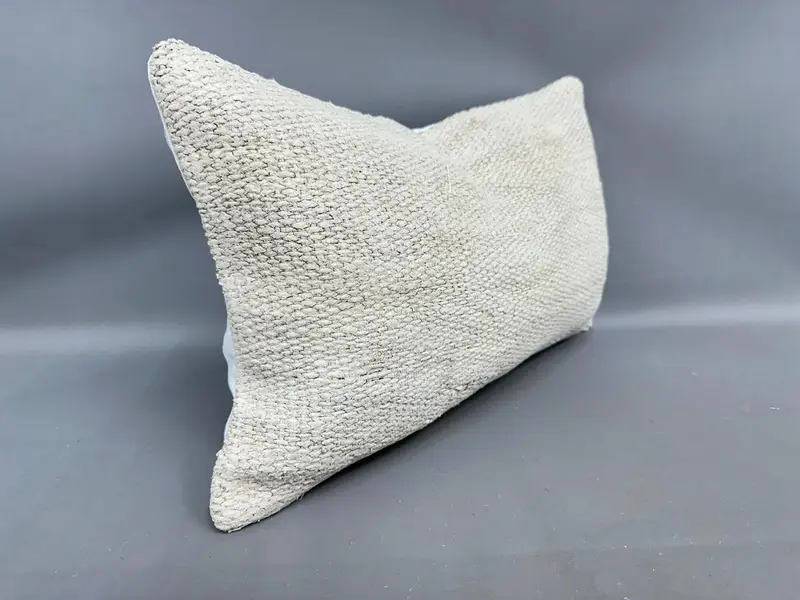 Turkish Kilim Pillow, Kilim Pillow Cover, Pillow, Wool Kilim Pillow Pillow Sham, Antique Pillows, 12x20 Beige Cushion Cover, Retro Throw Pillow - 2