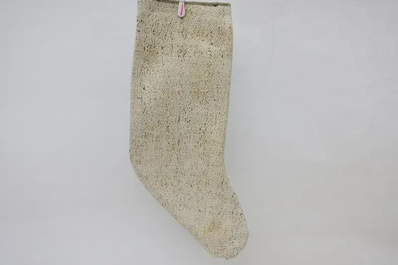 Bej Noel Çorabı, Süsleme Desenli 15.7 İnç Çorap