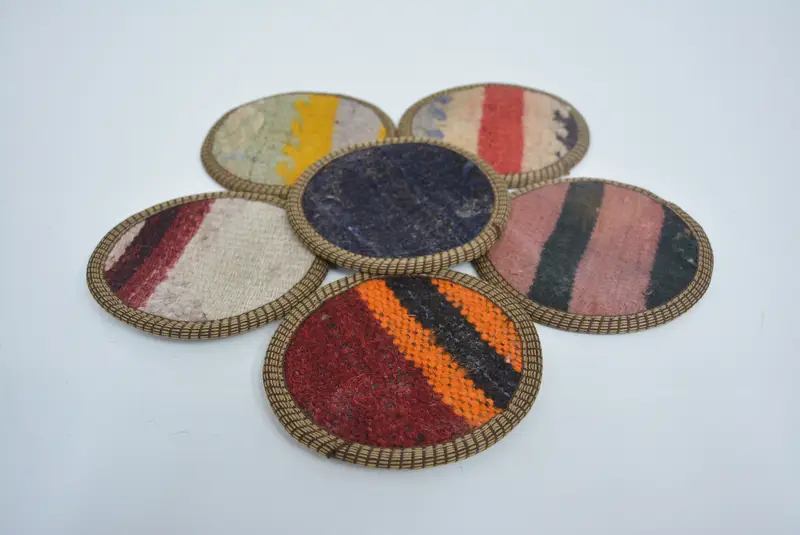 Bohemian Round Coaster, Red and Orange Non-Slip Coaster