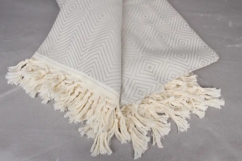 Woven Throw Blanket, Turkish Bedcover, 92x80 Cotton Diamond Towel, Valentines Gift, Turkish Tablecloth, Wedding Favors, Bridal Shower Gift - 8