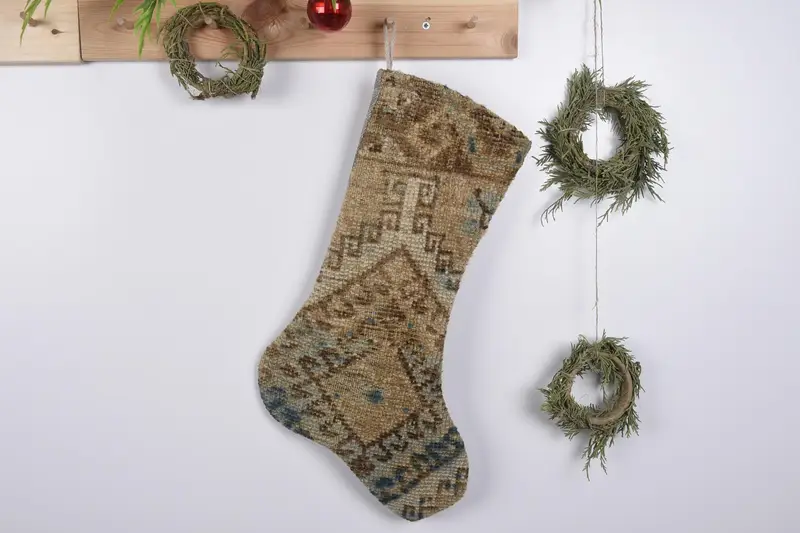 Medias festivas de adornos navideños Kilim, medias navideñas del suroeste