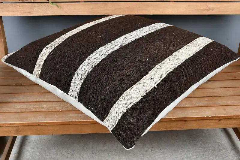 Home Decor Pillow, Turkish Pillow, 28x28 Brown Pillow Cover, Boho Pillow Sham Cover, Cushion Cover, Pet Pillow Case, Handwoven Cushion Cover - 3