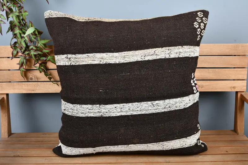 Home Decor Pillow, Turkish Pillow, 28x28 Brown Pillow Cover, Boho Pillow Sham Cover, Cushion Cover, Pet Pillow Case, Handwoven Cushion Cover - 4