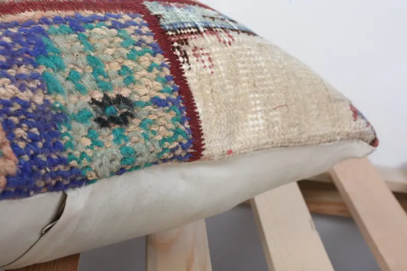 Vintage Kilim Pillow, Cushion Cover, Knitted Cushion, 16x16 Blue Pillow, Handmade Kilim Cushion, Pillow for Sofa, Bed Cushion - 7