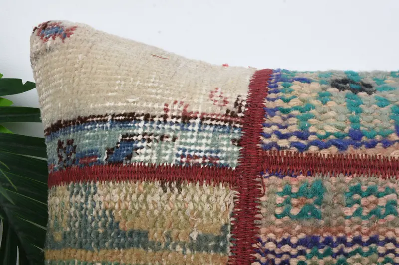 Vintage Kilim Pillow, Cushion Cover, Knitted Cushion, 16x16 Blue Pillow, Handmade Kilim Cushion, Pillow for Sofa, Bed Cushion - 2