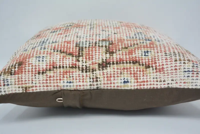 Ethnical Kilim Rug Pillow, Vintage Kilim Throw Pillow, Gift Pillow, Colorful Cushion Cover, 12x12 Beige Pillow, Ottoman Pillow Cover, Cushion Case - 5