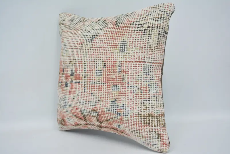 Ethnical Kilim Rug Pillow, Vintage Kilim Throw Pillow, Gift Pillow, Colorful Cushion Cover, 12x12 Beige Pillow, Ottoman Pillow Cover, Cushion Case - 4