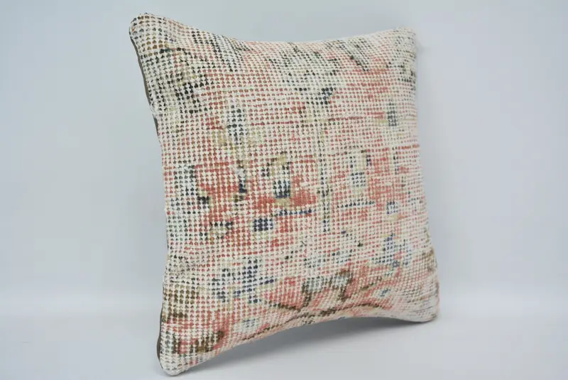 Ethnical Kilim Rug Pillow, Vintage Kilim Throw Pillow, Gift Pillow, Colorful Cushion Cover, 12x12 Beige Pillow, Ottoman Pillow Cover, Cushion Case - 3