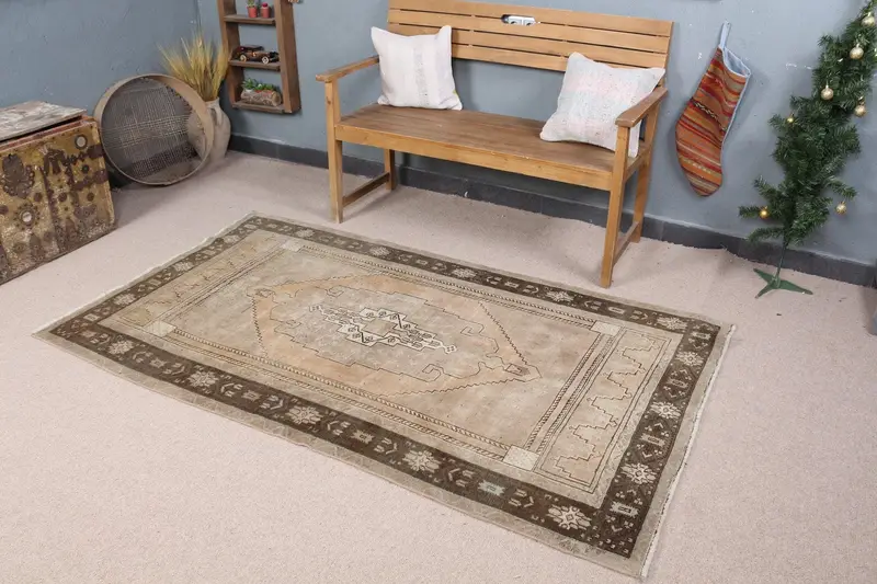 Alfombra Cuadros Naranja y Marrón 1,1x1,8m Decoración Elegante