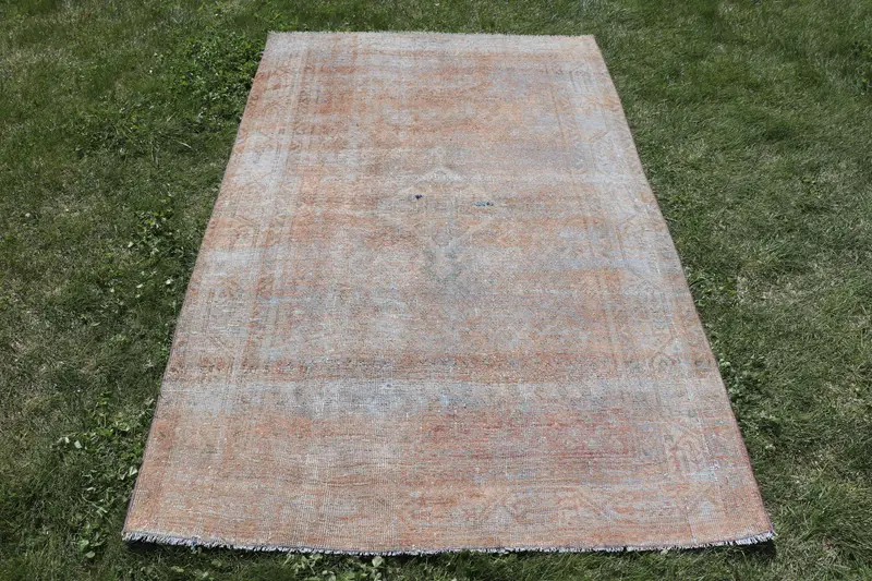 ブラウン & ブルー チェック ラグ、4x6 フィート エレガント 追加