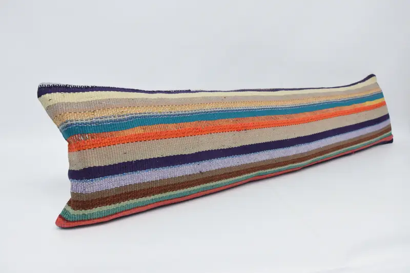12x48 Orange Cushion Cover, Kilim Pillow, Ethnical Kilim Rug Pillow, Turkish Bench Pillow Sham, Wholesale Pillow Cover, Gift Pillow, Cushion Cover - 3