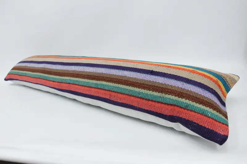 12x48 Orange Cushion Cover, Kilim Pillow, Ethnical Kilim Rug Pillow, Turkish Bench Pillow Sham, Wholesale Pillow Cover, Gift Pillow, Cushion Cover - 5