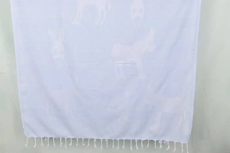 Patterned Towel Ice Blue Cotton Monogram Beach Towel, 40x71 Inches