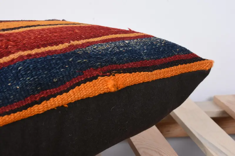 Ev Dekoru Yastığı, Vintage Kilim Yastığı, 12x24 Turuncu Yastık Kılıfı, Kanepe Yastığı, Zemin Yastığı Sahibi, Yastık Kılıfı, Salon Yastığı - 7
