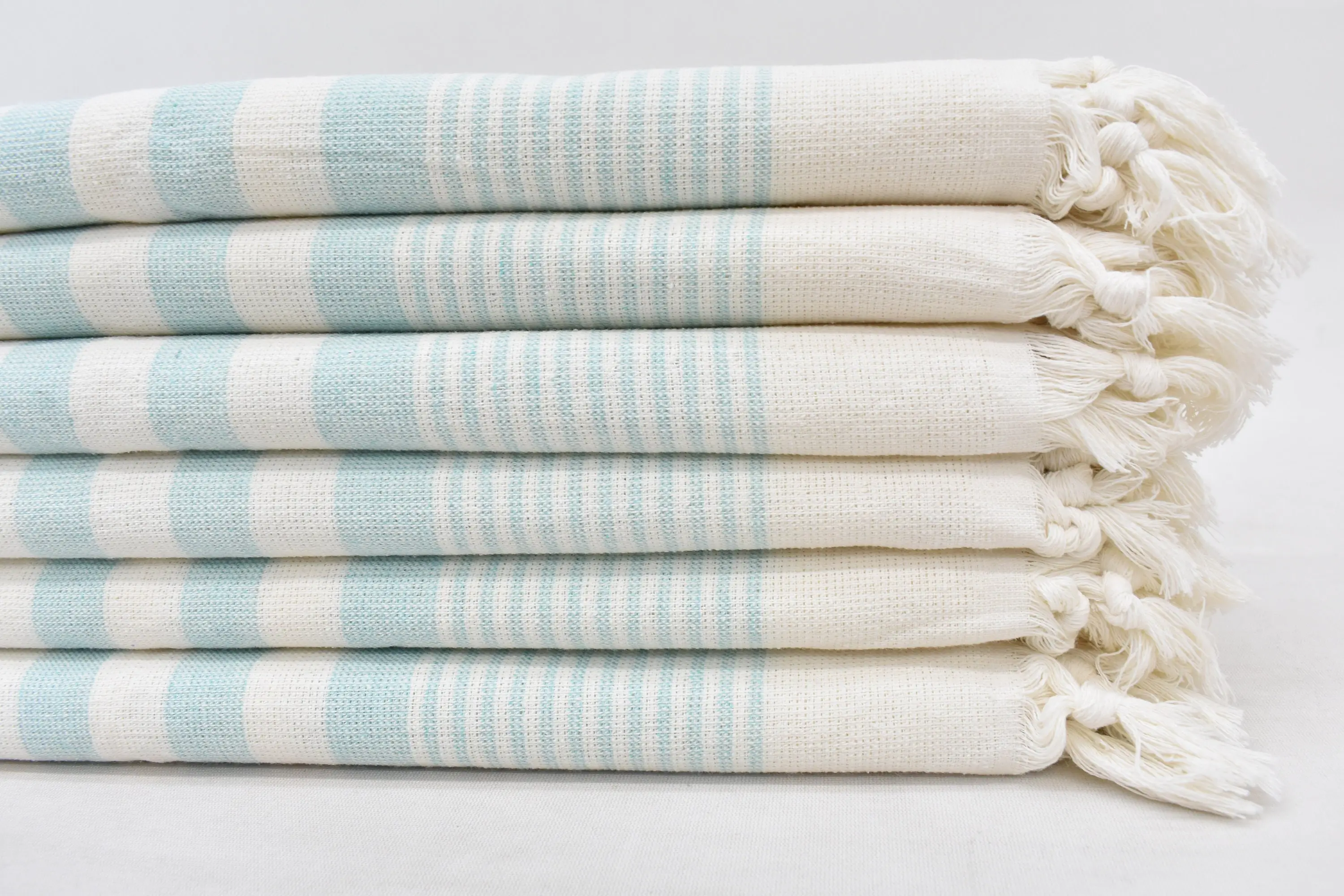 Wedding Gift Personalized Water Green Striped Terry Tea Towel, 36x18 Inches - 1