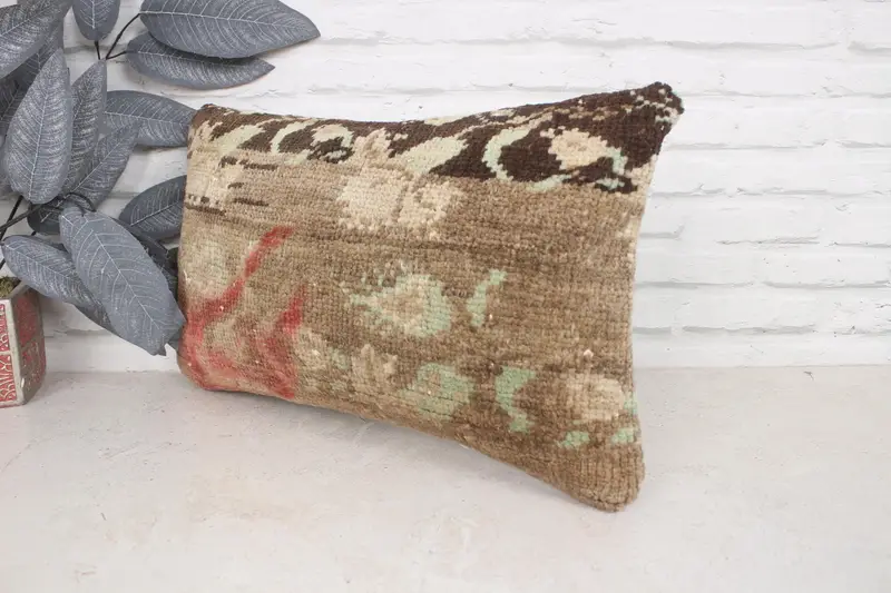 Outdoor Throw Cushion Cover, Natural Pillow Sham, Vintage Kilim Pillow, Pillow for Couch, Pillow Cover, 12x20 Brown Pillow Case, Boho Pillow - 4