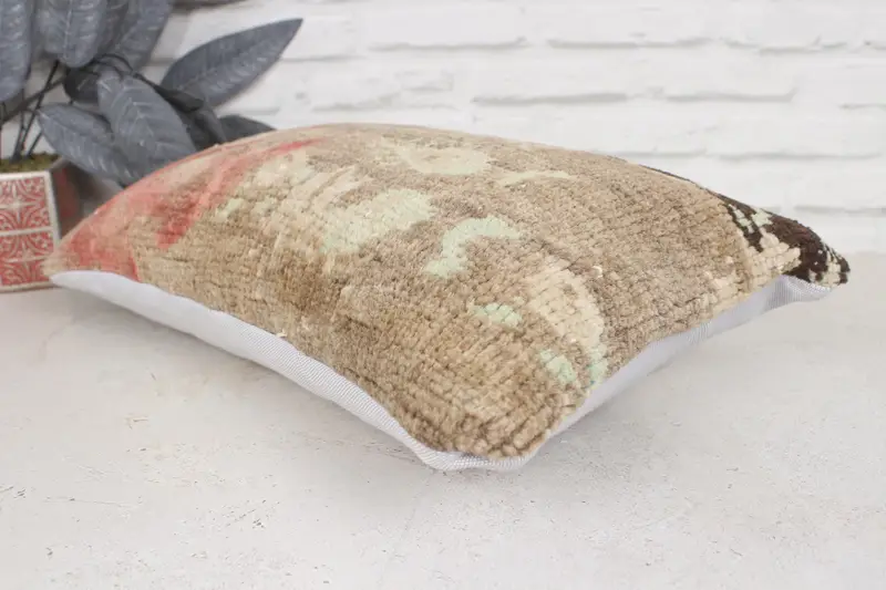 Outdoor Throw Cushion Cover, Natural Pillow Sham, Vintage Kilim Pillow, Pillow for Couch, Pillow Cover, 12x20 Brown Pillow Case, Boho Pillow - 6