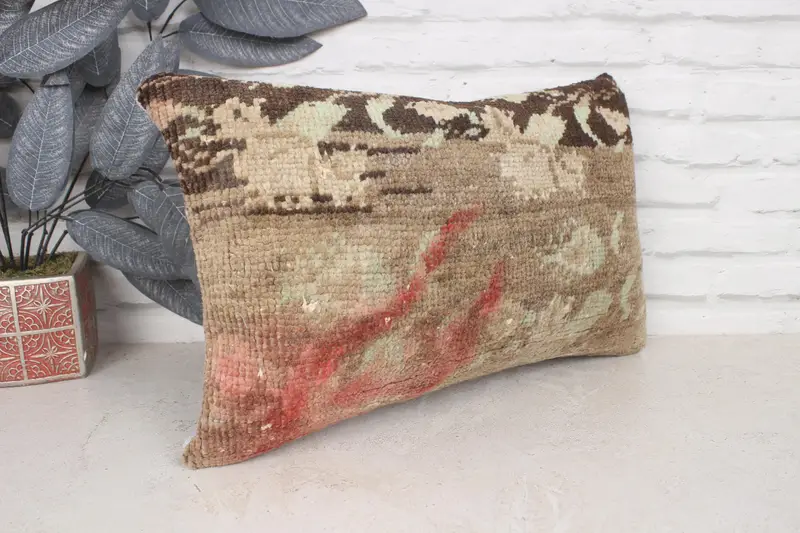 Outdoor Throw Cushion Cover, Natural Pillow Sham, Vintage Kilim Pillow, Pillow for Couch, Pillow Cover, 12x20 Brown Pillow Case, Boho Pillow - 3