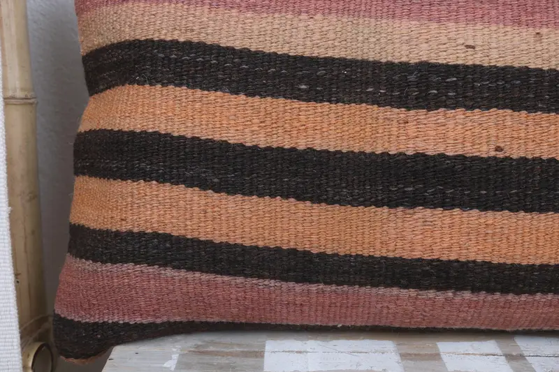 Cushion Case, Vintage Kilim Pillow, Boho Pillow, 12x36 Orange Cushion, Accent Throw Pillow Case, Gift Pillow, Armchair Pillow Case - 3
