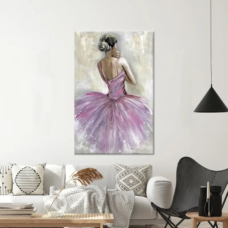 Cuadro de bailarina rosa elegante para decoración de habitación de niña