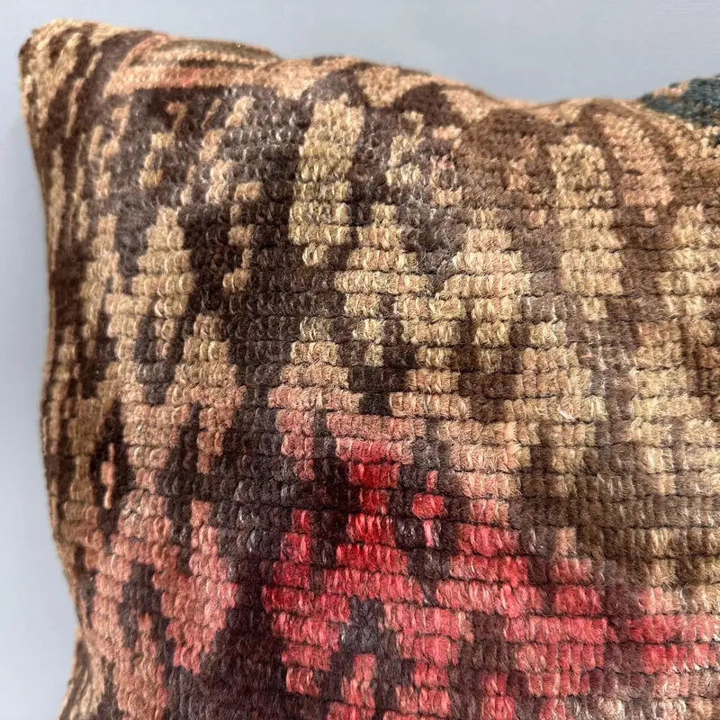 Handgefertigtes Kilim -Kissen, Vintage -Kissen, 18x18 braunes Kissenbezüge, personalisiertes Geschenkkissen Kissen Schein, Kilim -Kissen, Kissenschein - 5