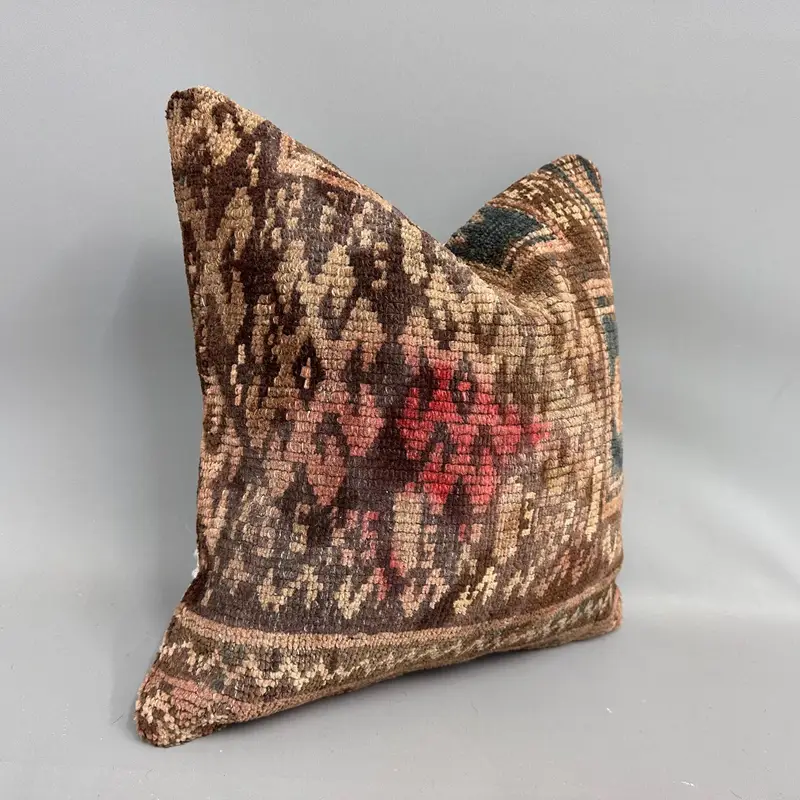 Handgefertigtes Kilim -Kissen, Vintage -Kissen, 18x18 braunes Kissenbezüge, personalisiertes Geschenkkissen Kissen Schein, Kilim -Kissen, Kissenschein - 2