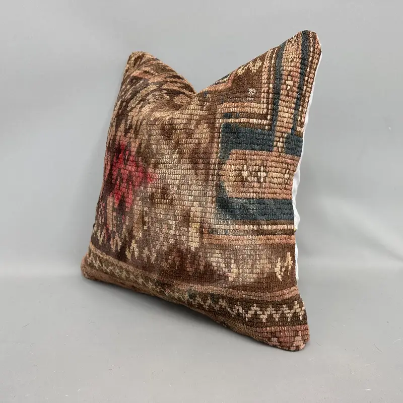 Handgefertigtes Kilim -Kissen, Vintage -Kissen, 18x18 braunes Kissenbezüge, personalisiertes Geschenkkissen Kissen Schein, Kilim -Kissen, Kissenschein - 3