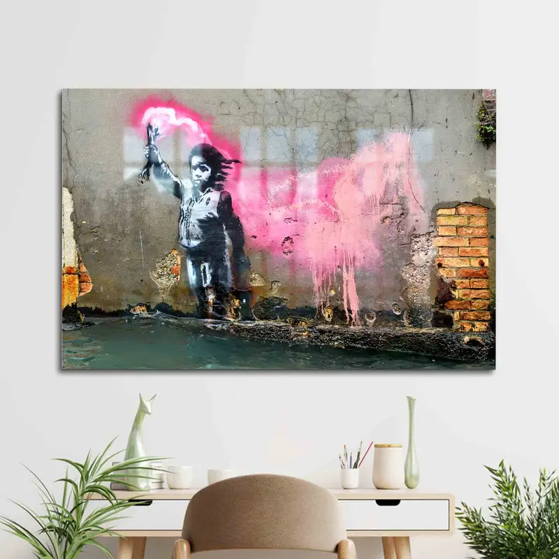 エレガントなプリントガラス: バンクシー グラフィティ ストリート アート デザイン