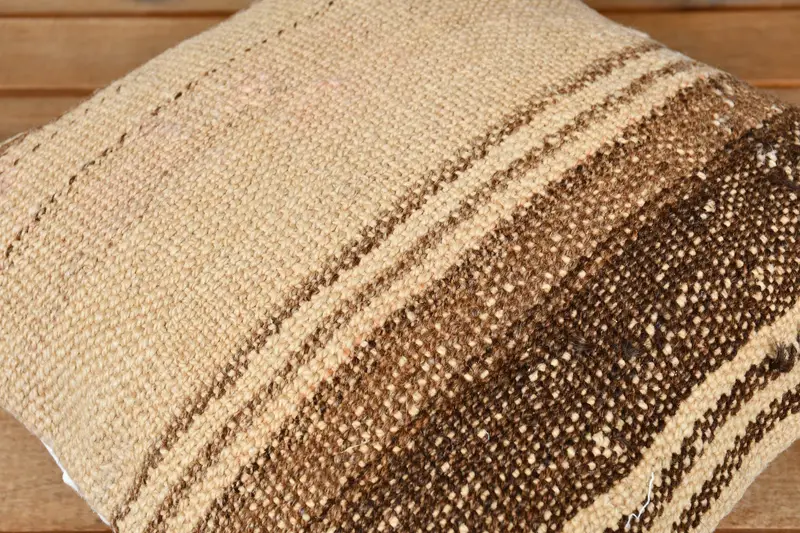 Decorative Bolster Pillow Case, Turkish Pillow, Vintage Kilim Pillow, 12x12 Beige Cushion Case, Pillow Cover, Ethnical Kilim Rug Pillow - 3