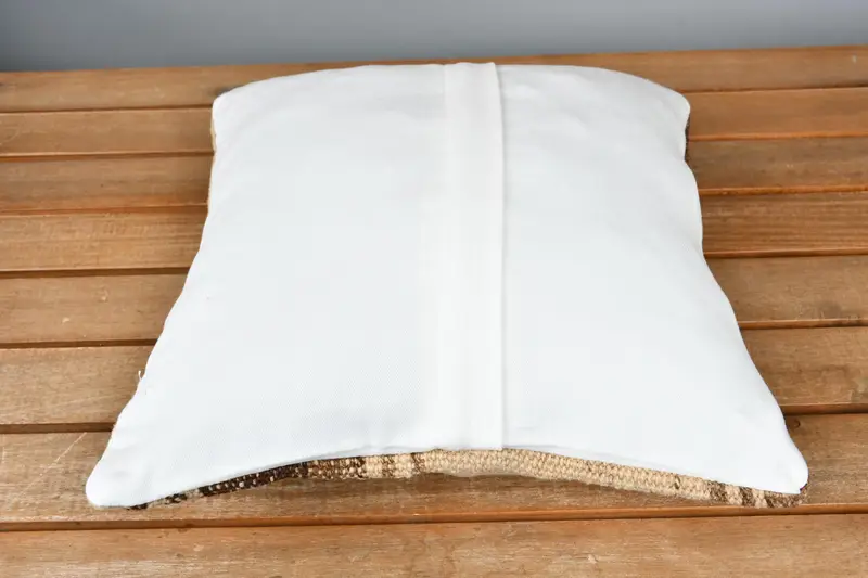 Decorative Bolster Pillow Case, Turkish Pillow, Vintage Kilim Pillow, 12x12 Beige Cushion Case, Pillow Cover, Ethnical Kilim Rug Pillow - 4