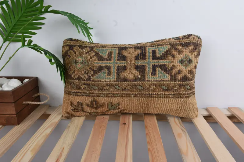 Traditional Cushion Cover, Chair Pillow Sham, Turkish Pillow, Boho Pillow Sham Cover, 12x20 Red Cushion, Cushion Cover, Home Decor Pillow - 1