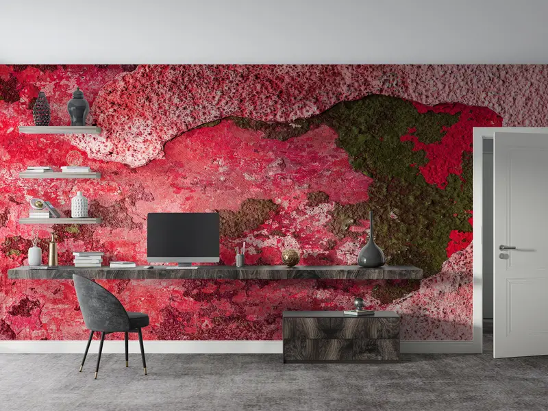 Modern Wall Decor, Old Wall Plaster Wall Painting, Vintage Wall Wall Painting, Pink Wall Painting, Old Plaster Wall Paper, - 3