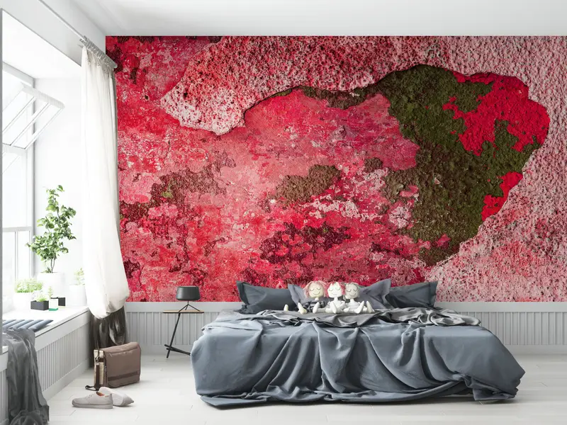 Modern Wall Decor, Old Wall Plaster Wall Painting, Vintage Wall Wall Painting, Pink Wall Painting, Old Plaster Wall Paper, - 1