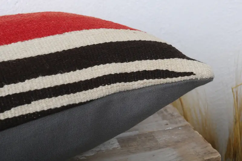 Kilim Pillow Cover, Patio Cushion Cover, Boho Pillow, Wholesale Cushion Case, Pillow Cover, 12x24 Red Pillow Sham, Pillow for Couch - 6