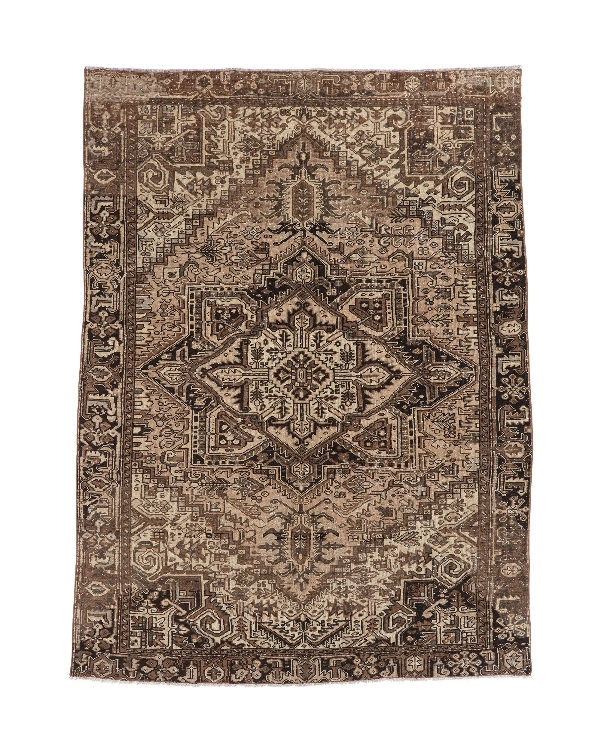 6.6x9.1 ft Halı, Vintage Türk Halısı, Kahverengi Yün Halı - 1